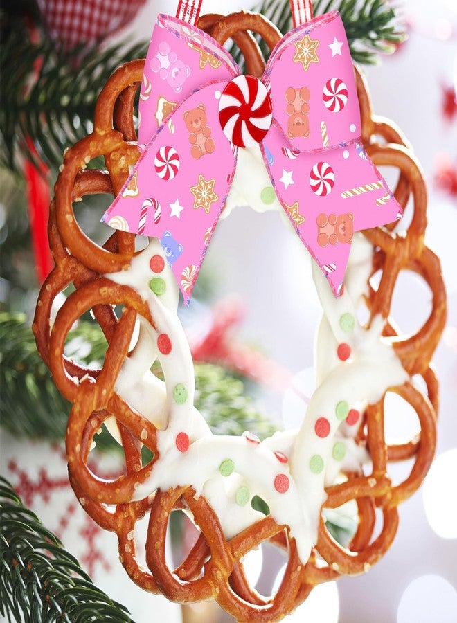 Realspring 15 Pcs Candy Christmas Bows Ornaments 6.3 Inch Large Pastel Christmas Tree Wreath Bows Pink White Blue Xmas Decoration for Xmas Tree Garland Wedding Home Holiday Indoor Outdoor Party Decor - Image 5